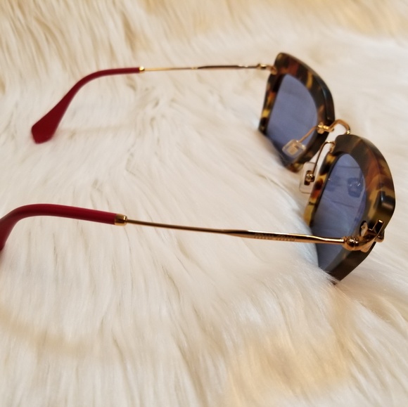 Miu Miu Sunglasses Cat Eye Tortoise Fr. Blue Lens - Picture 5 of 8